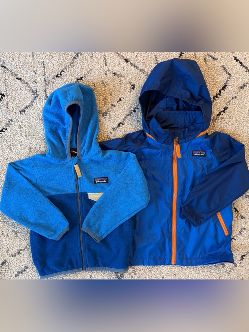 Patagonia Kids Fleece and Navy Rain Jacket Set (2T) EUC